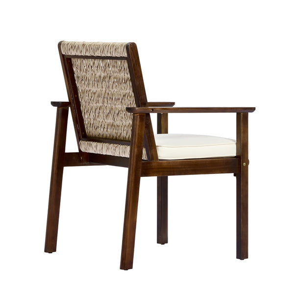English Elm Outdoor Acacia Wood Wicker Rattan Armchairs with Cushions for Patio Poolside Beige,Dark Brown N768P374497B