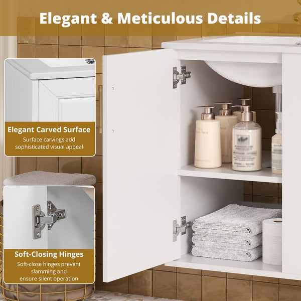 English Elm 20" Floating Bathroom Vanity with Ceramic Sink Soft Close Door and Open Side Shelf N710P332061K