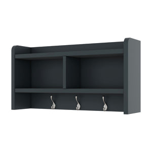English Elm 4-in-1 Modular Entryway Hall Tree with Seven Hooks Drawers and Antique Blue Bench W1580S00491