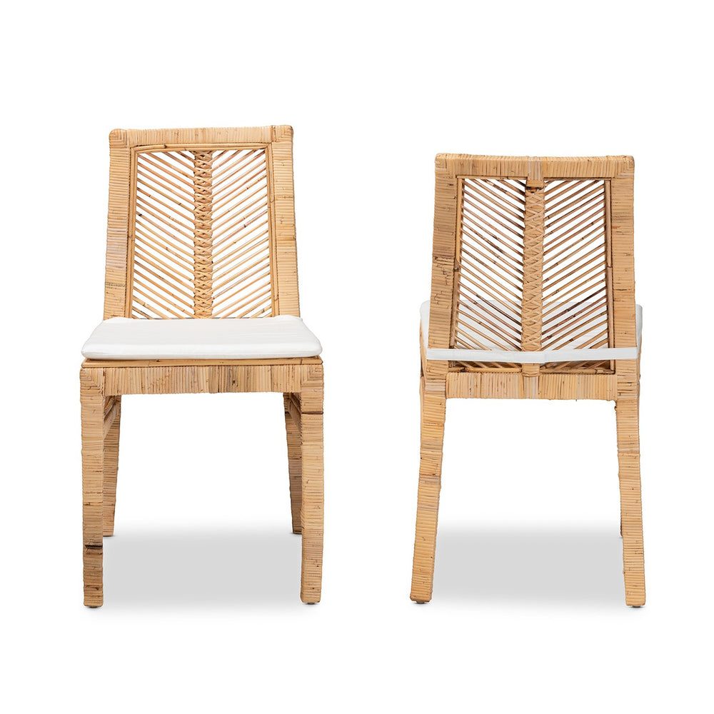 English Elm Modern Rattan Woven Mahogany Dining Chair Bohemian Tall Backrest Organic Style B2750P470047