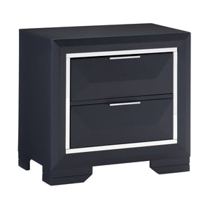 English Elm Modern Bedroom Nightstand Rosemont Two-Drawer Midnight Blue with Beveled Acrylic Trim and Chrome Accents, 27.5x17x26.5" B011P338089