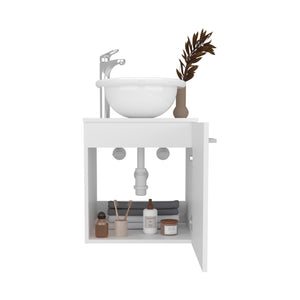 English Elm Colville Floating Wall Mount Vanity Cabinet Matte Finish Modern Bathroom Storage White B092P439900