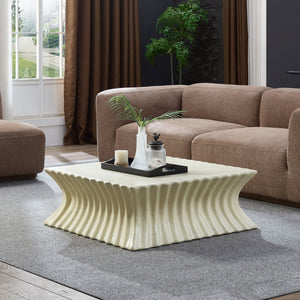 English Elm 35.04 Inch Oval Fiberglass Coffee Table Vintage Distressed Finish for Living Room W876P408731