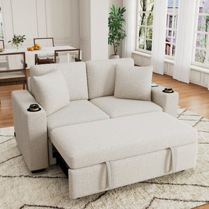 English Elm 101.2" Modular Chenille Sectional Sofa with Tufted Cushions and Deep Seating for Living Room Beige N719S001935A