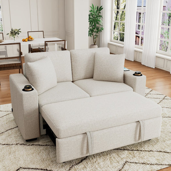 English Elm 101.2" Modular Chenille Sectional Sofa with Tufted Cushions and Deep Seating for Living Room Beige N719S001935A