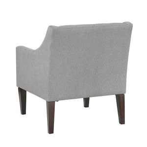 English Elm Contemporary Button-Tufted Accent Chair with Plush Fabric, Curved Arms and Solid Wood Legs for Living Gray 26.5 L x 28.5 W x 22.5 H B011P281837