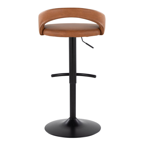 English Elm Adjustable Swivel Barstools Camel Faux Leather Seat Matte Black Base Set of 3 B202S02042