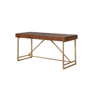 English Elm Modern Walnut Writing Desk with Sculptural Gold Legs for Home Office or Study B056P412873