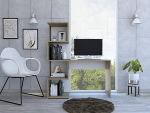 English Elm Vik Multicolor Engineered Wood Desk with 4 Shelves & Cabinet, 47.2" Wide Modern Workspace B070P188828