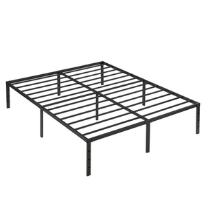 English Elm Queen Platform Bed Frame Heavy Duty Steel Slats Matte Black Modern Bedroom Base W2297P419870