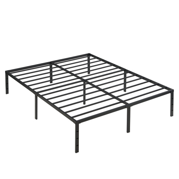 English Elm Queen Platform Bed Frame Heavy Duty Steel Slats Matte Black Modern Bedroom Base W2297P419870