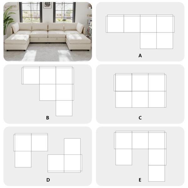 English Elm Modular Sectional Sofa with Under Seat Storage Converts to Sleeper for Living Room Beige W680S00136