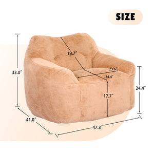 English Elm Bean Bag Chair - Luxe Faux Fur Sofa With Armrests, High-Density Foam For Comfy Relaxation Anywhere! W2200P313803