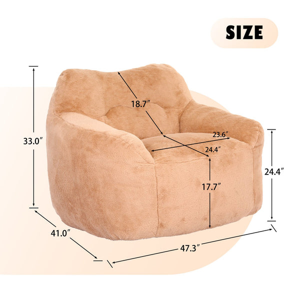 English Elm Bean Bag Chair - Luxe Faux Fur Sofa With Armrests, High-Density Foam For Comfy Relaxation Anywhere! W2200P313803
