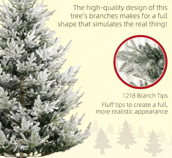 English Elm Christmas Flocked Artificial Tree 7.5 Ft Nordic Pine with 1218 Tips Steel Base T3971P419195