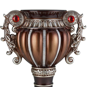English Elm 17.5" Urn Shaped Bronze Vase with Silver Handles and Jeweled Accent for Mantel Display B072115839