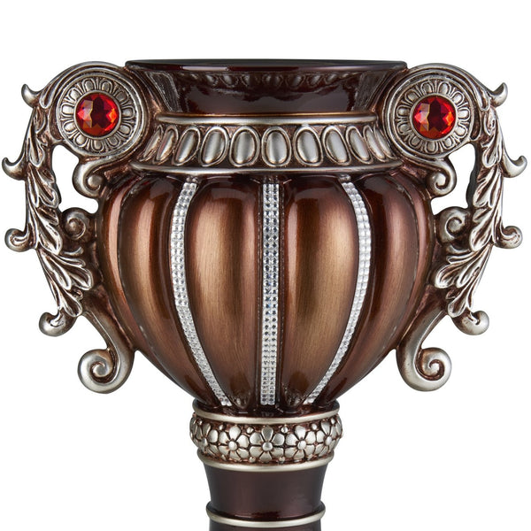 English Elm 17.5" Urn Shaped Bronze Vase with Silver Handles and Jeweled Accent for Mantel Display B072115839