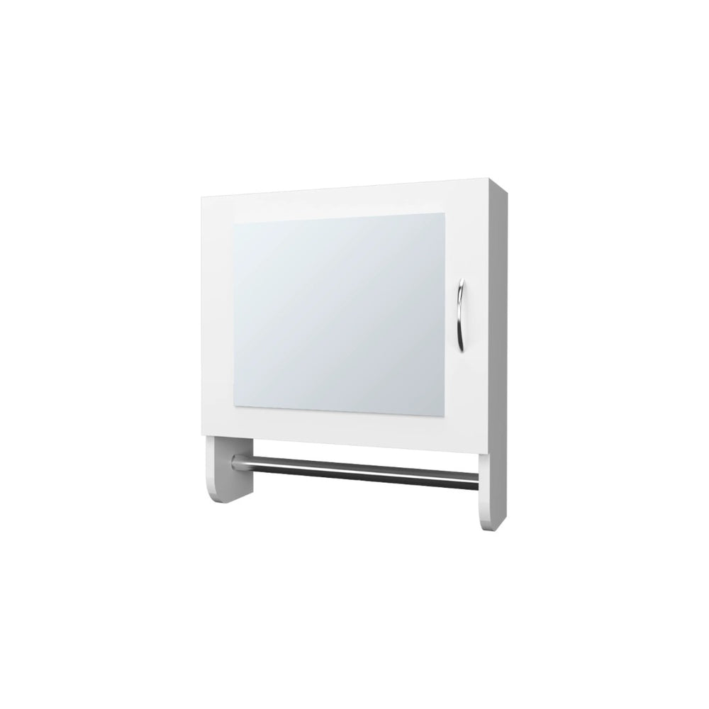 English Elm White Medicine Cabinet With Integrated Towel Bar & Mirror – Space-Saving Storage For Small Baths B062P252180-GIGA