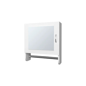 English Elm White Medicine Cabinet With Integrated Towel Bar & Mirror – Space-Saving Storage For Small Baths B062P252180-GIGA