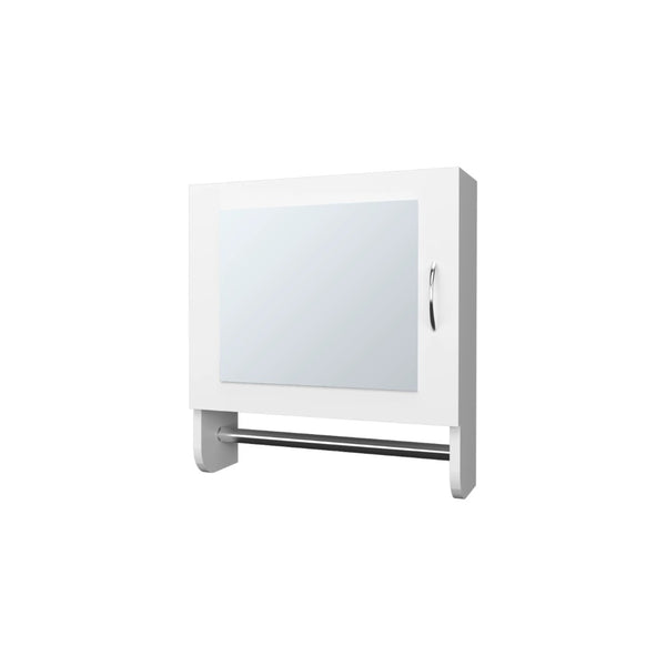 English Elm White Medicine Cabinet With Integrated Towel Bar & Mirror – Space-Saving Storage For Small Baths B062P252180-GIGA