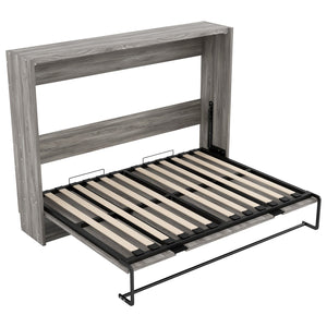 English Elm Full Full Size Murphy Bed Cabinet Gray — Space-Saving Fold-Down Full Bed with 800lb Capacity, Sleek Design N709P002048D