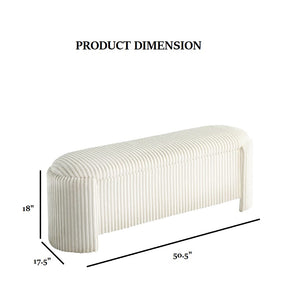 English Elm Contemporary Corduroy Storage Bench with Hidden Compartment 50.5"W Stylish Entryway Seat White 18 L x 50 W x 19 H B2741P391242