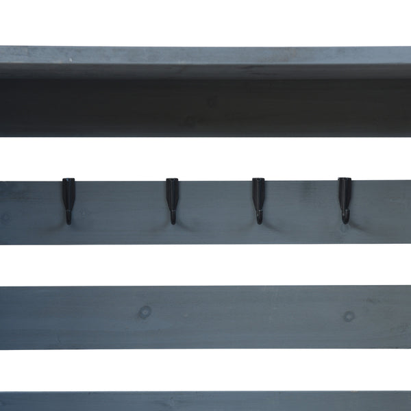English Elm K&K 64.9" Outdoor Potting Bench with 1.2" Stainless Steel Top, Lockable Wheels, Hutch & Drawers Grey+Blue N707P228274G
