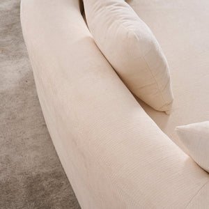 English Elm Crescent-shaped Chenille Sofa Curved Low-back Two-seater with Cloud-like Deep Cushions White W2012P375741