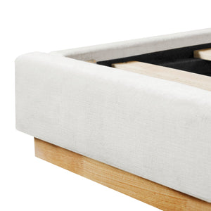 English Elm Solid Rubberwood King Platform Bed Tufted Upholstered Headboard Modern Bedroom Frame N769P387939W