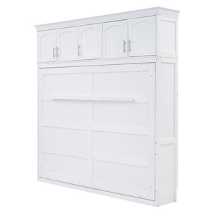 English Elm Full Size Murphy Wall Bed with Top Cabinet Storage for Studio or Guest Room LP006664AAK-1