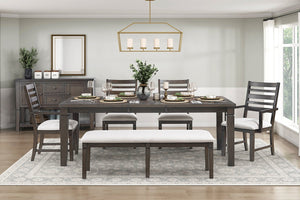 English Elm Classic Dining Bench with Dark Finish Upholstered Seat, Sturdy Wood Frame, Comfortable 250lb Capacity Espresso 60.5 L x 19 W x 7 H B011P348873