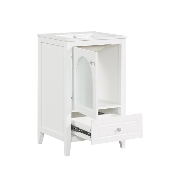 English Elm 20" Modern Bathroom Vanity With Sink, Soft-Close Glass Door, Drawer, Stylish Compact Design N725P185457K