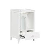 English Elm 20" Bathroom Vanity With Sink, Bathroom Cabinet With Soft Closing Glass Door, A Drawer, White