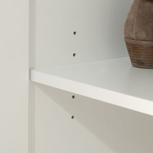 English Elm Wardrobe/Storage Cabinet White — Slim Engineered Wood Organizer with Concealed Doors & Adjustable Shelves B356P402594