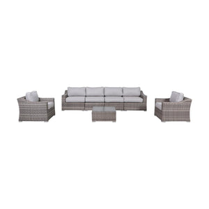 English Elm Lsi 7-Piece Outdoor Wicker Seating Group For 6 - Fully Assembled With Plush Cushions & Table B120S00067