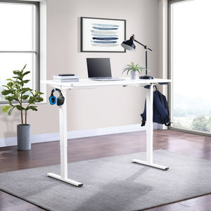 OSP Home Furnishings Primo Electric Sit Stand Desk with Laminate Top and Heavy Duty Steel Frame for Home Office 59"W PMO6024-WH