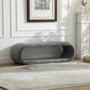 English Elm 52.17"wide Chenille Upholstered Storage Bench Soft Foam Seat Iron Wood Frame Entryway Gray W3189P422401