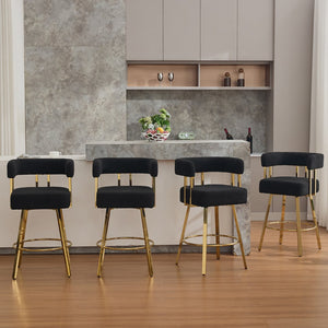 English Elm Ts Teddy Fleece Accent Chair Set of Two with Gold Square Legs for Glam Modern Spaces Black+Gold W2311P412749