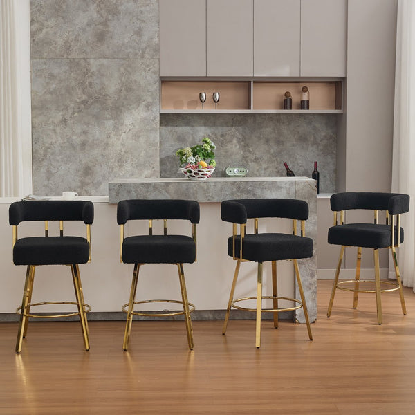 English Elm Ts Teddy Fleece Accent Chair Set of Two with Gold Square Legs for Glam Modern Spaces Black+Gold W2311P412749