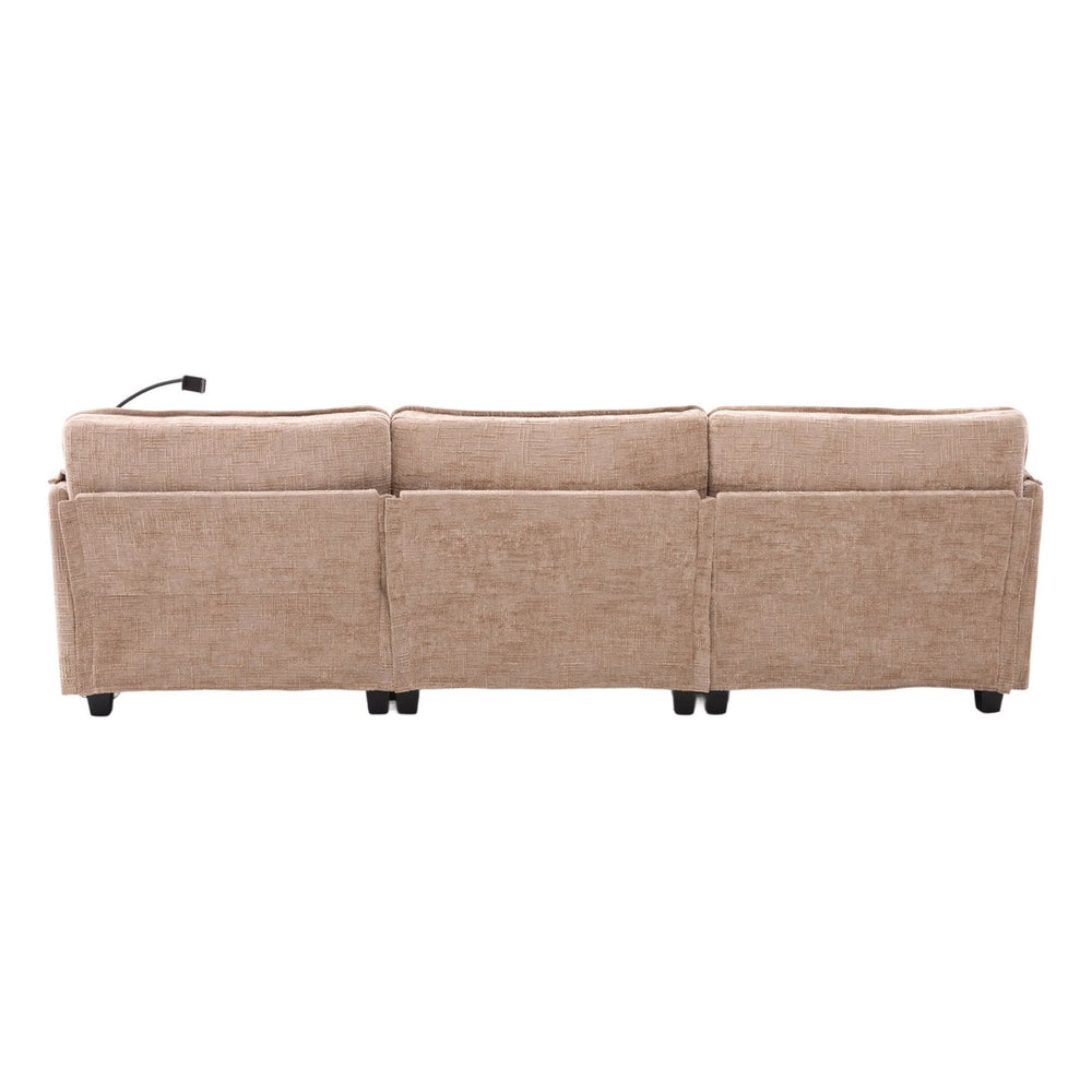 English Elm United We Win 112" Oversized Modular Chenille Sectional Sofa With Storage Ottoman & Usb Charging Ports W1568S00183-GIGA