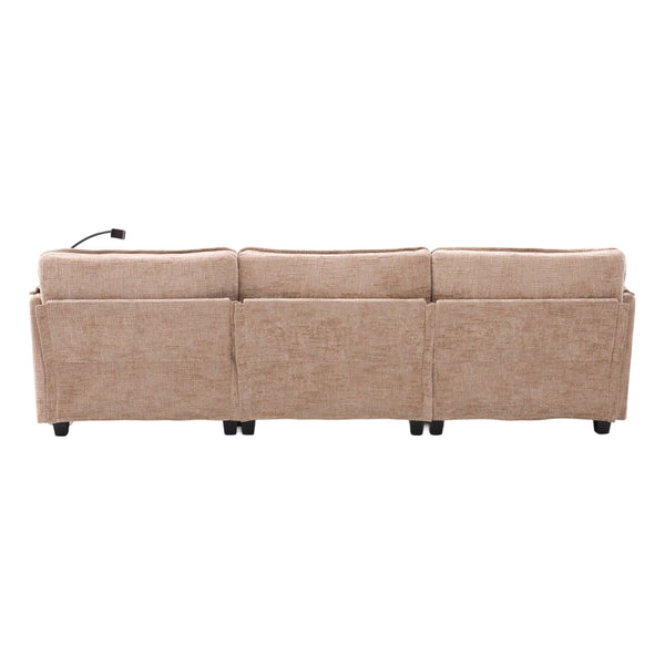 English Elm United We Win 112" Oversized Modular Chenille Sectional Sofa With Storage Ottoman & Usb Charging Ports W1568S00183-GIGA