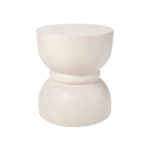 English Elm U_style Hourglass Mgo Concrete Outdoor Accent Table Sculptural Stone Texture Patio Decor Beige N711P422067K
