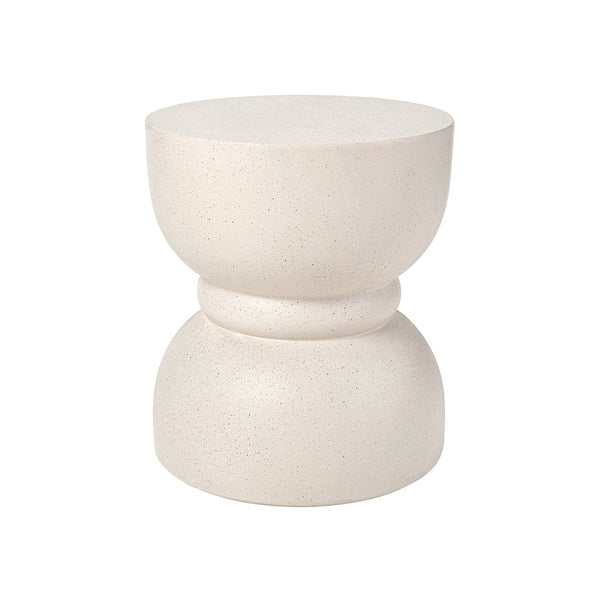 English Elm U_style Hourglass Mgo Concrete Outdoor Accent Table Sculptural Stone Texture Patio Decor Beige N711P422067K