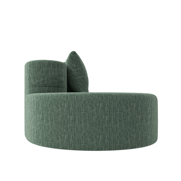 English Elm Modern Half Moon Chenille Sectional Three Seat Curved Sofa for Living Room or Apartment Green W395P435345