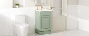 English Elm [video] Compact Sage Green Bathroom Vanity with Ceramic Sink Soft Close Cabinet N759P237932G