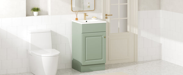 English Elm [video] Compact Sage Green Bathroom Vanity with Ceramic Sink Soft Close Cabinet N759P237932G