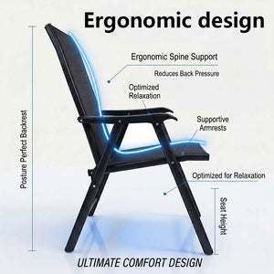 English Elm Outdoor Stackable Folding Chairs Set Ergonomic Mesh Back Steel Frame Patio Seating Black W5159P445935