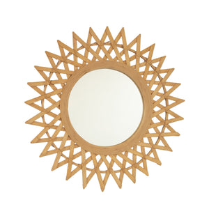 English Elm 24'' Solana Mirror - Handcrafted Bamboo & Hemp Wall Mirror with Radiant Sunburst Diamond Motif for Elegant Rooms Silver W2615P346486