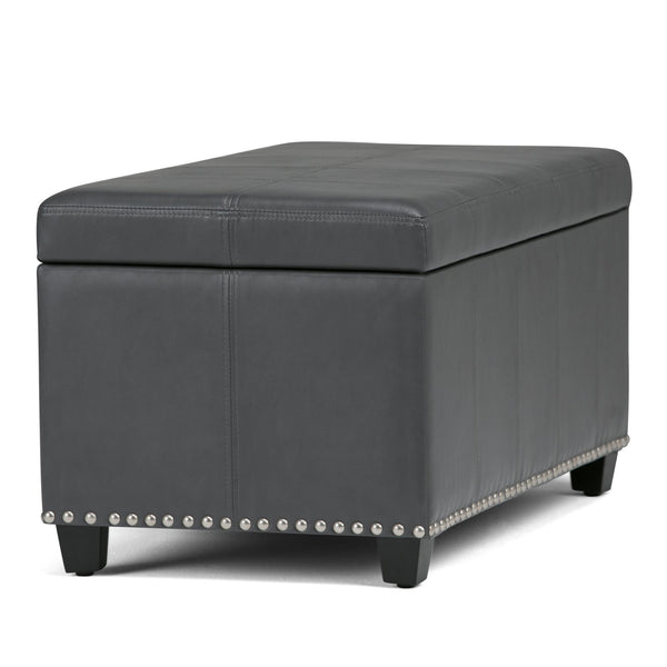 English Elm Amelia Storage Ottoman Bench with Hidden Compartment, Nailhead Trim, Stitched Faux Leather Seat Dark Gray B136P159108