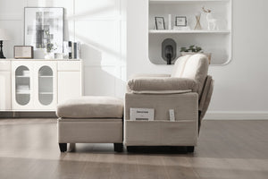 English Elm United Multifunctional L-Shaped Corduroy Sofa: 4-Seater With Usb Ports, Storage, And Comfort Features W1568S00226-GIGA